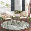 Safavieh Alton 3-Piece Rattan/Polyester Lounge Set in Natural/Beige