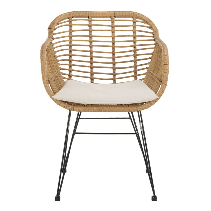 Safavieh Alton 3-Piece Rattan/Polyester Lounge Set in Natural/Beige