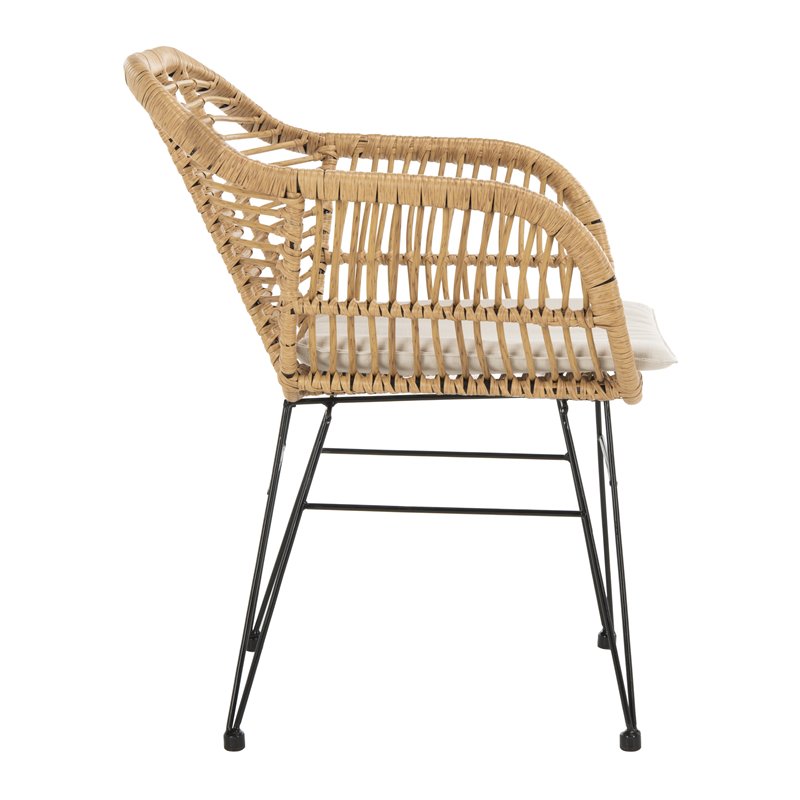 Safavieh Alton 3-Piece Rattan/Polyester Lounge Set in Natural/Beige