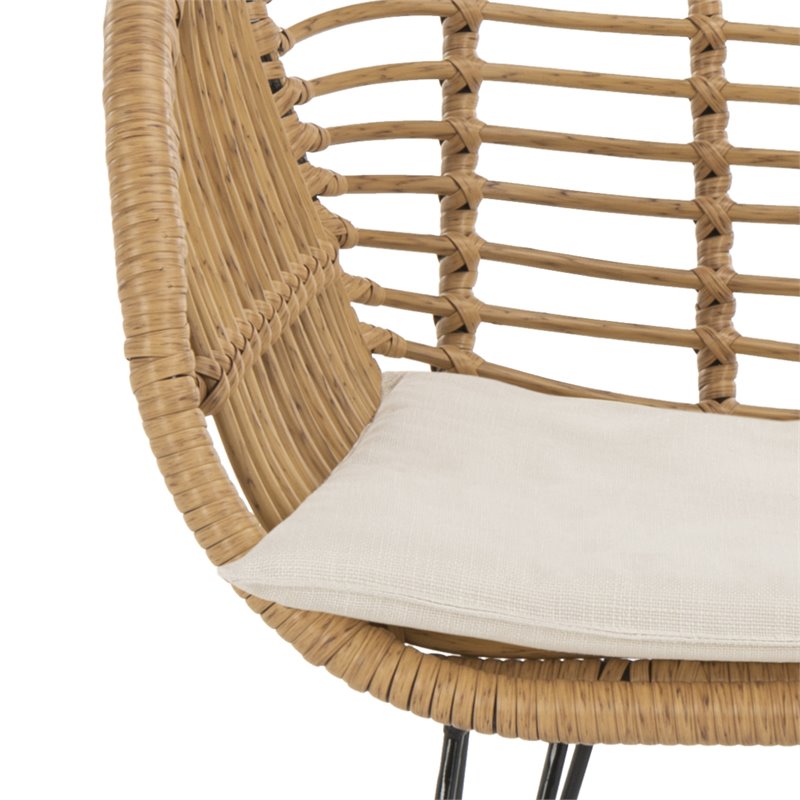 Safavieh Alton 3-Piece Rattan/Polyester Lounge Set in Natural/Beige