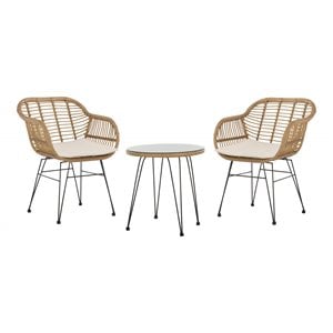 safavieh alton 3-piece rattan/polyester lounge set in natural/beige