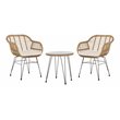 Safavieh Alton 3-Piece Rattan/Polyester Lounge Set in Natural/Beige