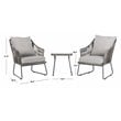 Safavieh Jensen 3-Piece Rattan/Steel/Polyester Lounge Set in Gray