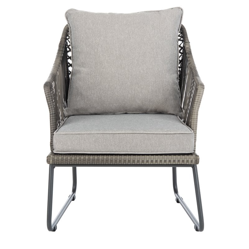 Safavieh Jensen 3-Piece Rattan/Steel/Polyester Lounge Set in Gray