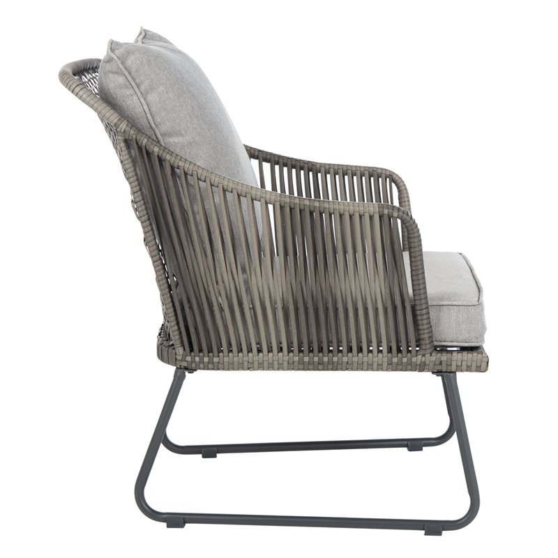 Safavieh Jensen 3-Piece Rattan/Steel/Polyester Lounge Set in Gray