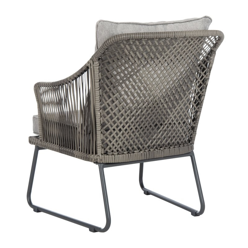 Safavieh Jensen 3-Piece Rattan/Steel/Polyester Lounge Set in Gray
