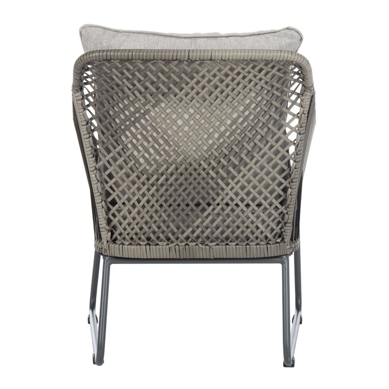 Safavieh Jensen 3-Piece Rattan/Steel/Polyester Lounge Set in Gray
