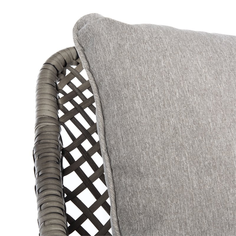 Safavieh Jensen 3-Piece Rattan/Steel/Polyester Lounge Set in Gray