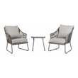 Safavieh Jensen 3-Piece Rattan/Steel/Polyester Lounge Set in Gray