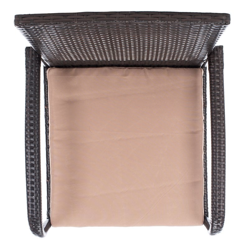 safavieh moore 3-piece pe rattan wicker & polyester lounge set in black/beige