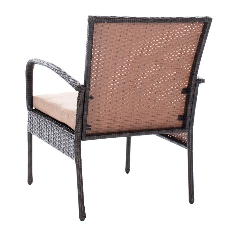 safavieh moore 3-piece pe rattan wicker & polyester lounge set in black/beige