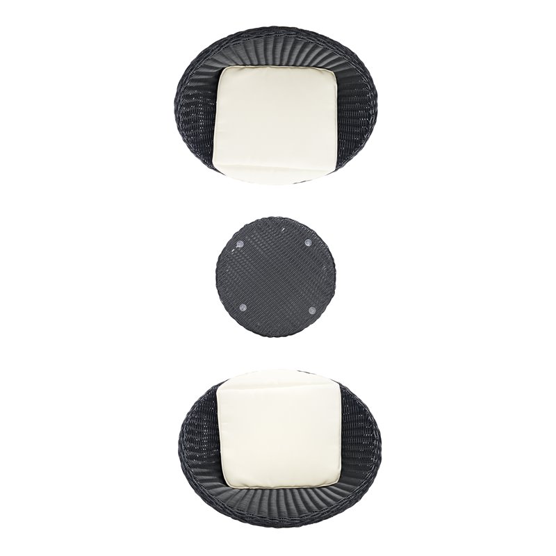 Safavieh Merami 3-Piece Rattan/Steel Lounger Set in Black/Beige