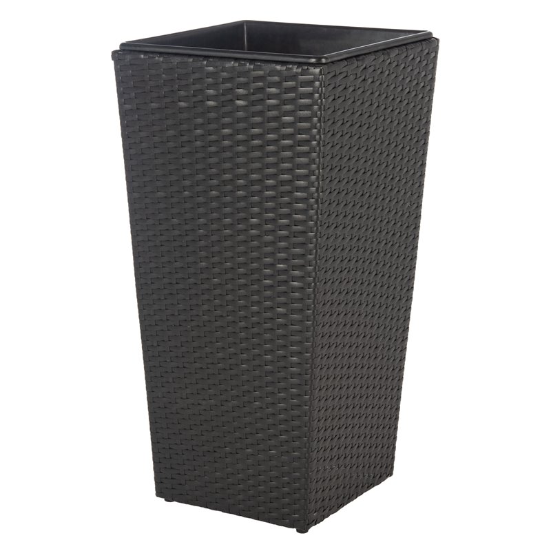 Safavieh Lendson 3-Piece Polyester and PE Rattan Flower Pot Set in Black