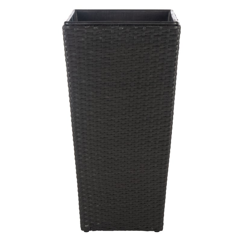 Safavieh Lendson 3-Piece Polyester and PE Rattan Flower Pot Set in Black