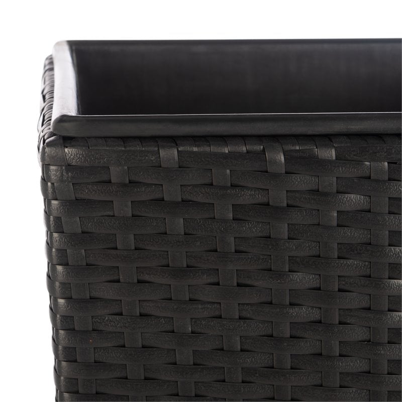 Safavieh Lendson 3-Piece Polyester and PE Rattan Flower Pot Set in Black