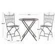 Safavieh Belen Metal Outdoor Bistro Set w/ One Table & Two Chairs in Black Rust