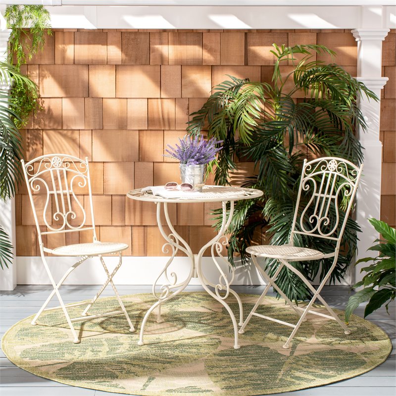 Safavieh Semly 3-Piece Metal Outdoor Bistro Setting in Pearl White