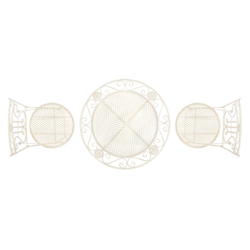 Safavieh Semly 3-Piece Metal Outdoor Bistro Setting in Pearl White