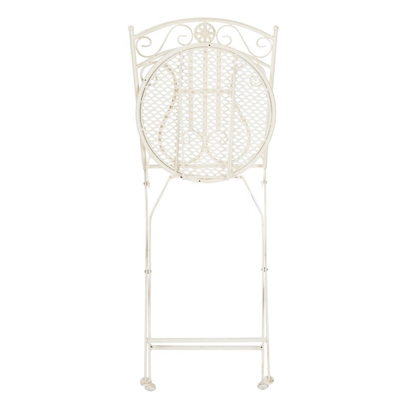 Safavieh Semly 3-Piece Metal Outdoor Bistro Setting in Pearl White