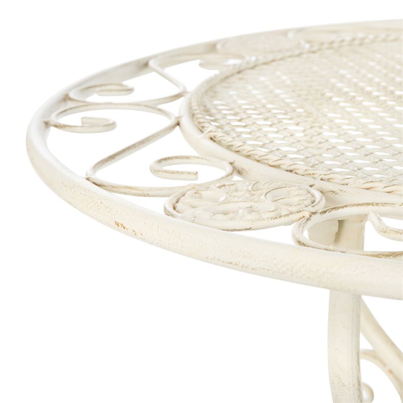 Safavieh Semly 3-Piece Metal Outdoor Bistro Setting in Pearl White