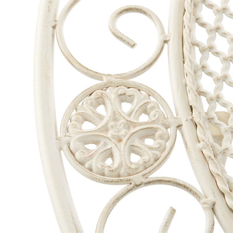 Safavieh Semly 3-Piece Metal Outdoor Bistro Setting in Pearl White