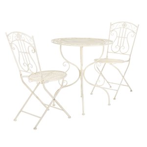 safavieh semly 3-piece metal outdoor bistro setting in pearl white