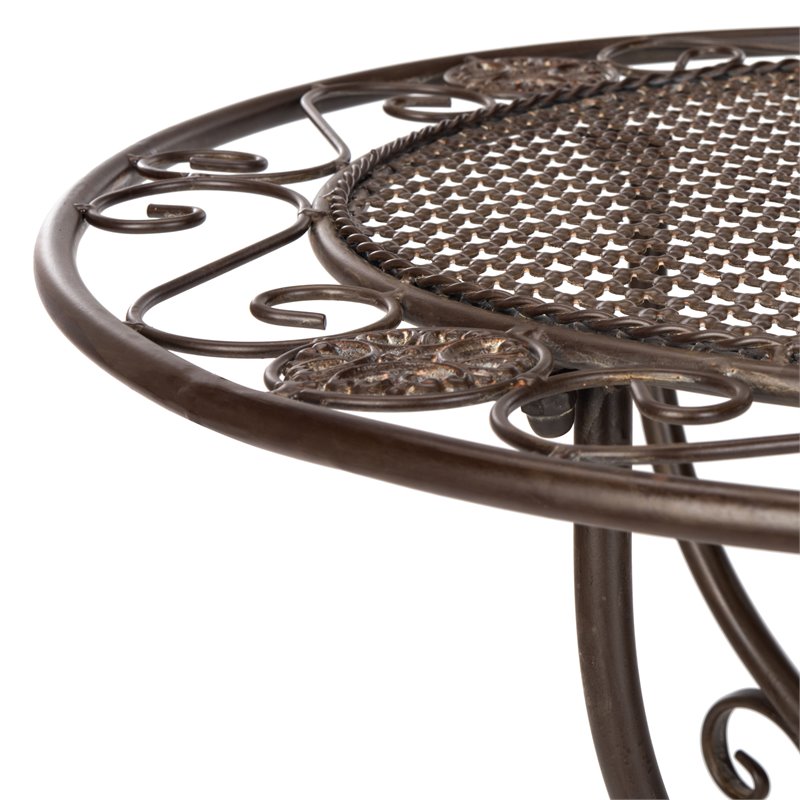 Safavieh Semly 3-Piece Metal Outdoor Bistro Setting in Unearthed Rust Brown