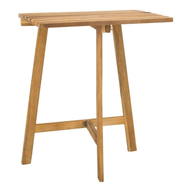 Safavieh Benton Contemporary Acacia Wood Outdoor Balcony Table in Natural