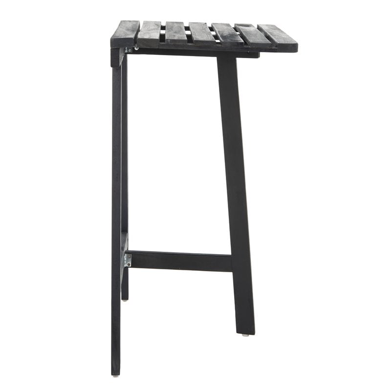Safavieh Benton Contemporary Acacia Wood Outdoor Balcony Table in Dark Gray