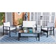 Safavieh Reslor 4-Piece Polyester Fabric/Foam Living Set in Black/White Cushion