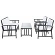 Safavieh Reslor 4-Piece Polyester Fabric/Foam Living Set in Black/White Cushion