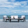 Safavieh Reslor 4-Piece Polyester Fabric/Foam Living Set in Black/White Cushion