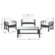 Safavieh Reslor 4-Piece Polyester Fabric/Foam Living Set in Black/White Cushion