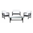 Safavieh Reslor 4-Piece Polyester Fabric/Foam Living Set in Black/White Cushion