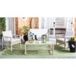 Safavieh Reslor 4-Piece Polyester Fabric/Foam Living Set in Beige/White Cushion