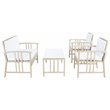 Safavieh Reslor 4-Piece Polyester Fabric/Foam Living Set in Beige/White Cushion