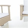 Safavieh Reslor 4-Piece Polyester Fabric/Foam Living Set in Beige/White Cushion
