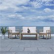 Safavieh Reslor 4-Piece Polyester Fabric/Foam Living Set in Beige/White Cushion