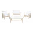 Safavieh Reslor 4-Piece Polyester Fabric/Foam Living Set in Beige/White Cushion