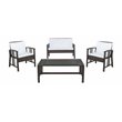 Safavieh Reslor 4-Piece Polyester Fabric/Foam Living Set in Brown/White Cushion