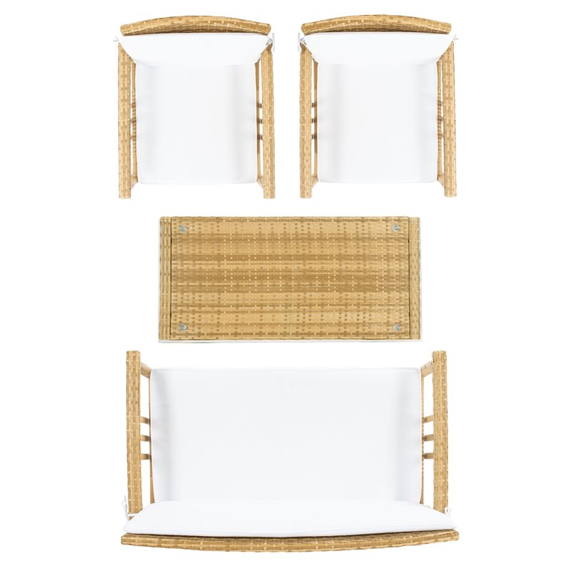 Safavieh Reslor 4-Piece Fabric/Foam Living Set in Natural/White Cushion