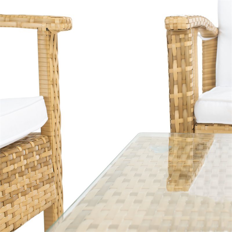 Safavieh Reslor 4-Piece Fabric/Foam Living Set in Natural/White Cushion