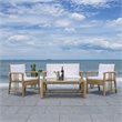 Safavieh Reslor 4-Piece Fabric/Foam Living Set in Natural/White Cushion