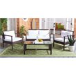 Safavieh Garnen 4-Piece Polyester Fabric/Foam Living Set in Brown/White Cushion