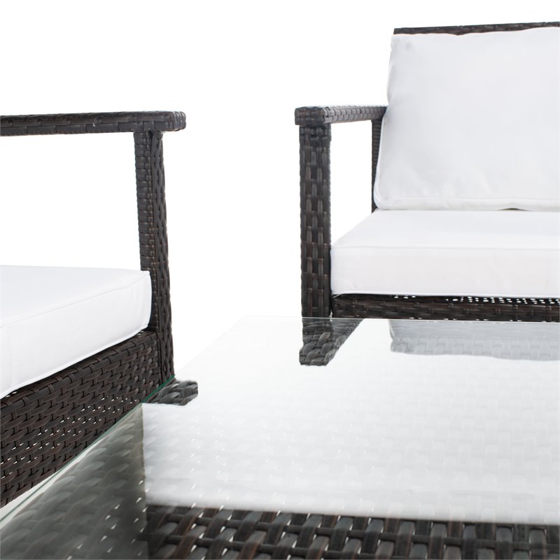 Safavieh Garnen 4-Piece Polyester Fabric/Foam Living Set in Brown/White Cushion