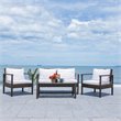 Safavieh Garnen 4-Piece Polyester Fabric/Foam Living Set in Brown/White Cushion
