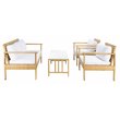 Safavieh Garnen 4-Piece Polyester Fabric Living Set in Natural/White Cushion
