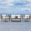Safavieh Garnen 4-Piece Polyester Fabric Living Set in Natural/White Cushion