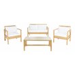 Safavieh Garnen 4-Piece Polyester Fabric Living Set in Natural/White Cushion