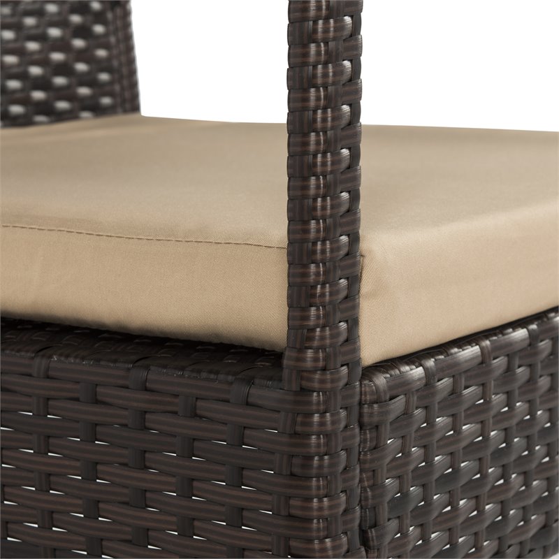 Safavieh Mattia 4-Piece Wood Outdoor Lounge Set in Brown and Beige